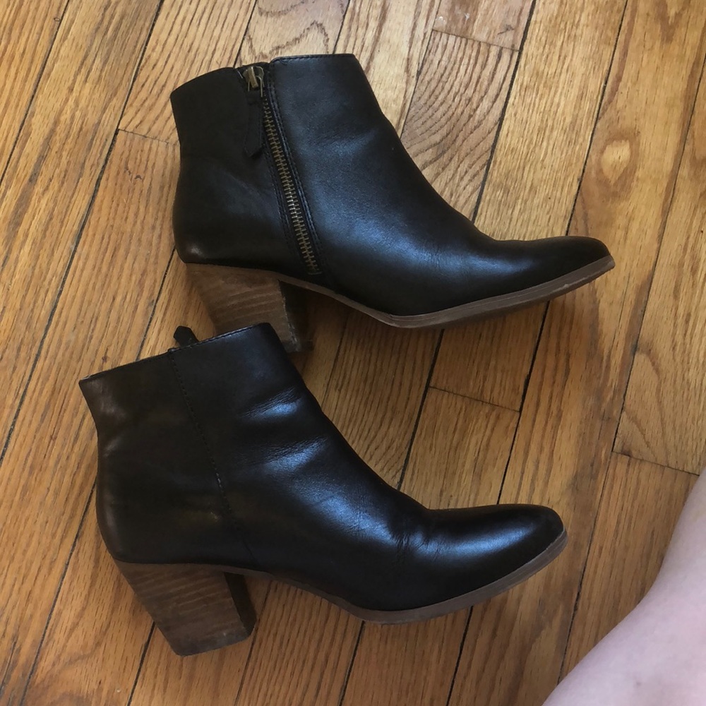 Crown Vintage black booties with brass zipper